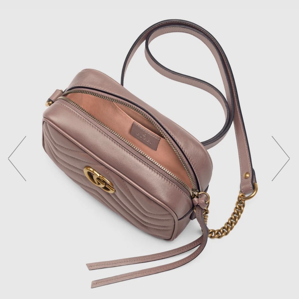 GUCCI MARMONT shoulder/crossbody bag dusty pink leather - Picture 6 of 12